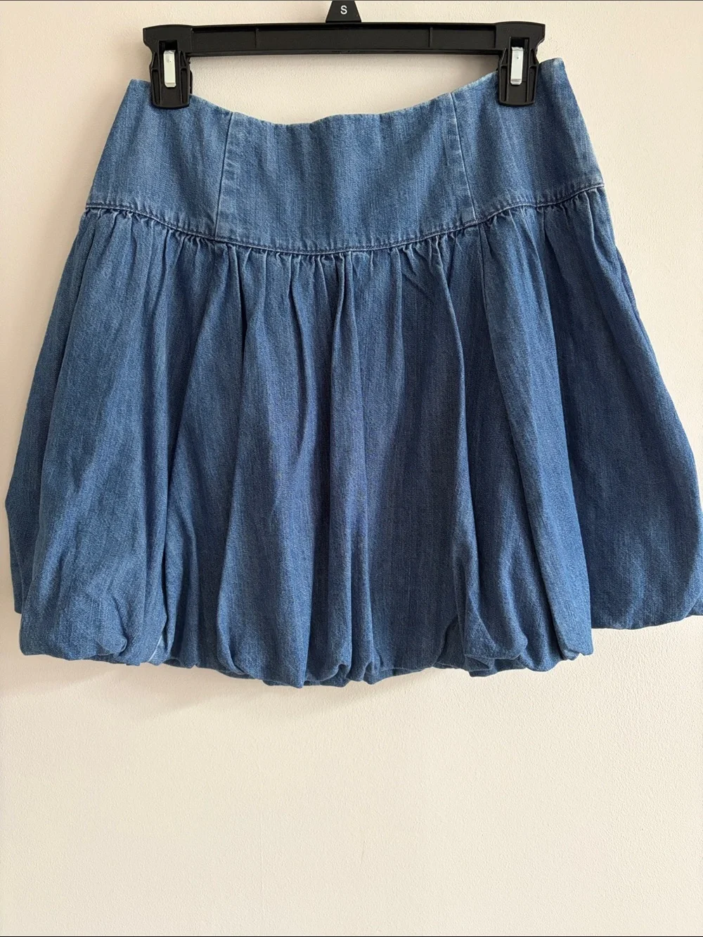 Casual Blue Denim Bubble Skirt